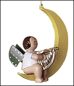 Christmas Tree Angel With Harp In Moon - 3.25"