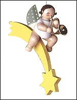 Christmas Tree Angel With French Horn, on Comet - 3.0"