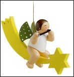 Christmas Tree Angel With Flute On Comet Tail - 2.25"