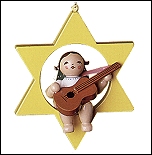 Christmas Tree Angel With Guitar in Star - 3.5"