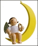 Christmas Tree Angel With Tambourine in Moon - 3.0"