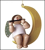Christmas Tree Angel With Transverse Flute in Moon - 1.75"