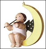 Christmas Tree Angel With Violin in Moon - 1.75"