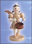 Pleated Skirt Angel With Snare Drum - 3"