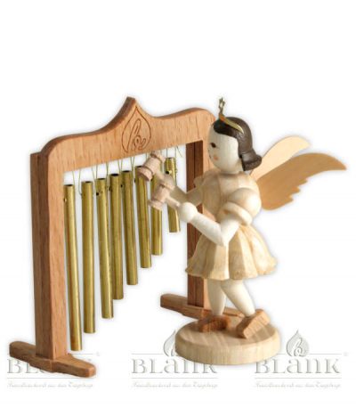 Pleated Skirt Angel with Set of Chimes - 3"