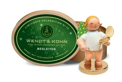 Blond Limited Ed.Angel w/Pocket Watch, Gold & Gold Base in Box -2.5