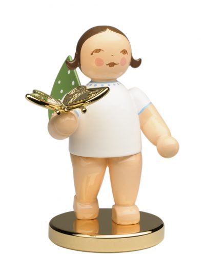 Blond Limited Ed. Dreamer Angel w/Butterfly, Gold & Gold Base in Box