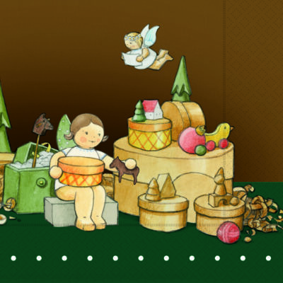 Paper Napkins,"Angel in Toy Village"  13.0" x 13.0"