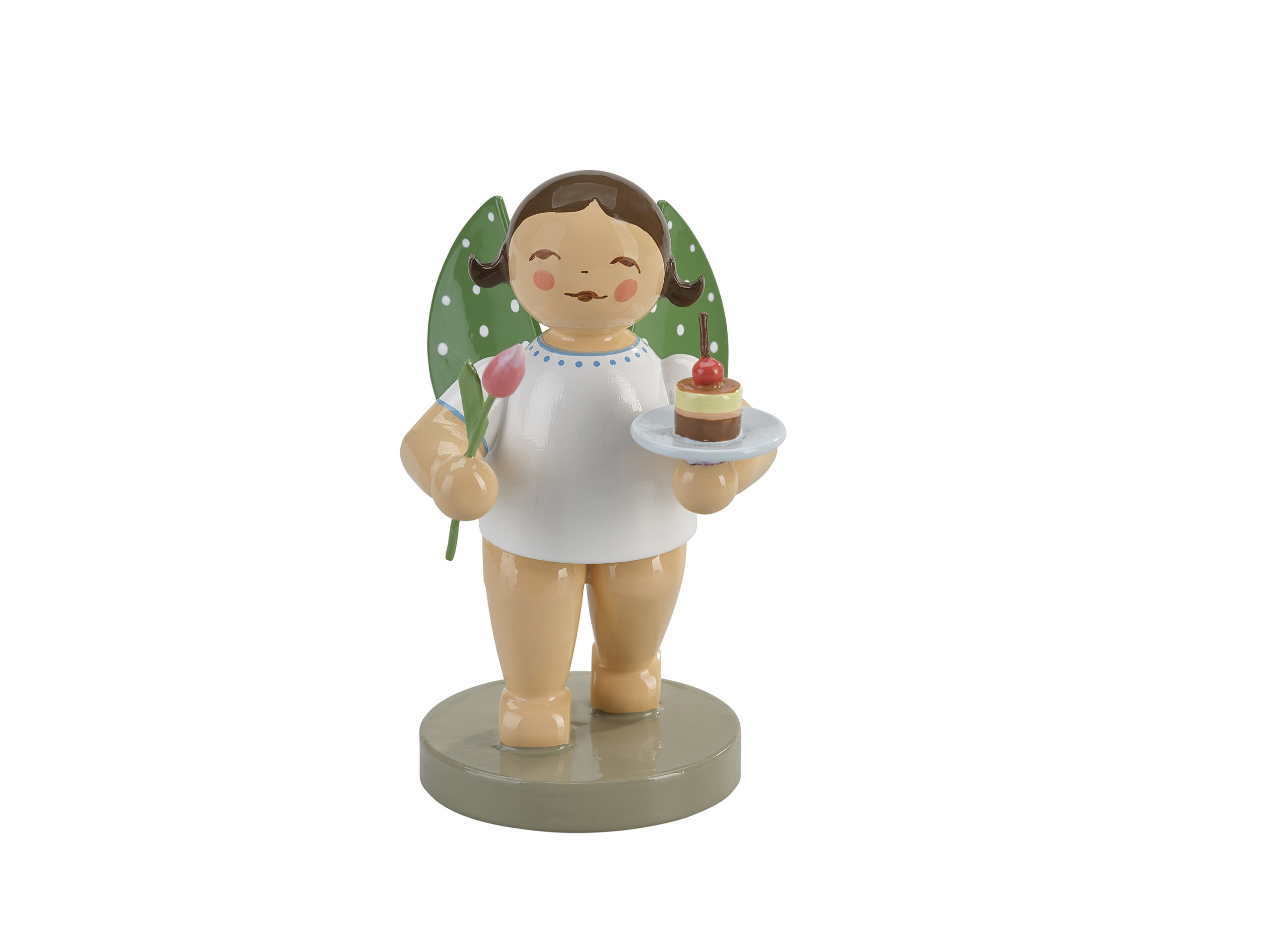 Grunhainichen Angel with Cupcake and Tulip - 2.5"