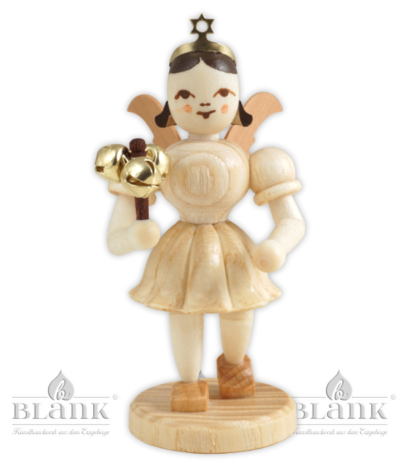 Pleated Skirt Angel with Bells on Rod - 3"