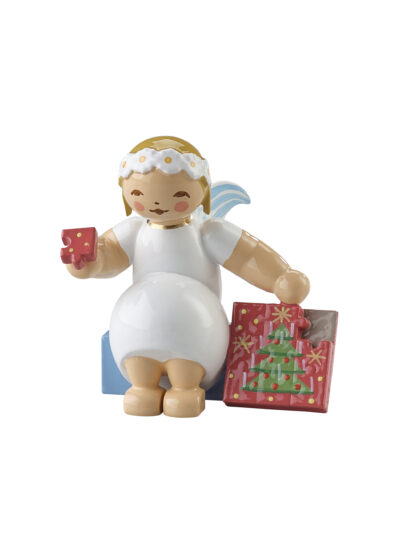 Snow Angel, Sitting, with Jigsaw Puzzle - 1.5"