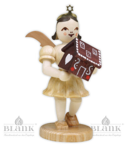 Pleated Skirt Angel with Gingerbread House
