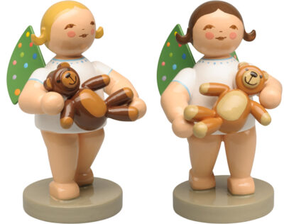 Angel with Colored Dots on Wings and Teddy Bear - 2.25 (Indicate Blond or Dark Hair on Your Order)