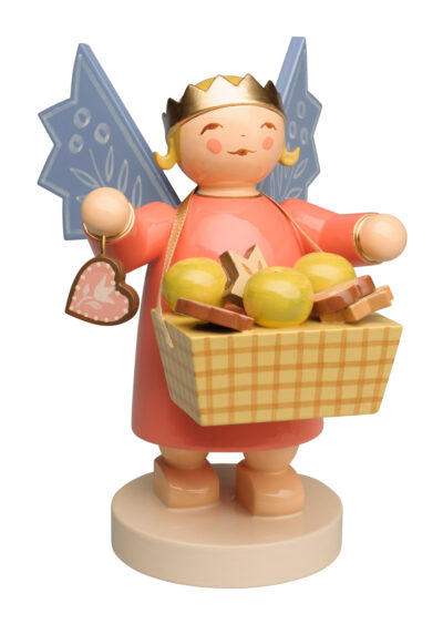 Large Angel Wearing Crown with Basket - 3.5"